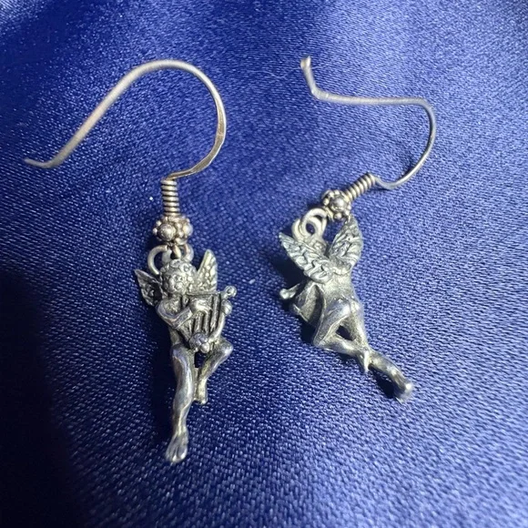 SOLD Sterling Silver Angel Earrings - Picture 4 of 6